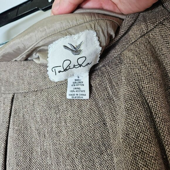 Anthropologie Tabitha A-Line Skirt Small Beige Tweed Linen Cotton Side Pockets 6 - Picture 3 of 9